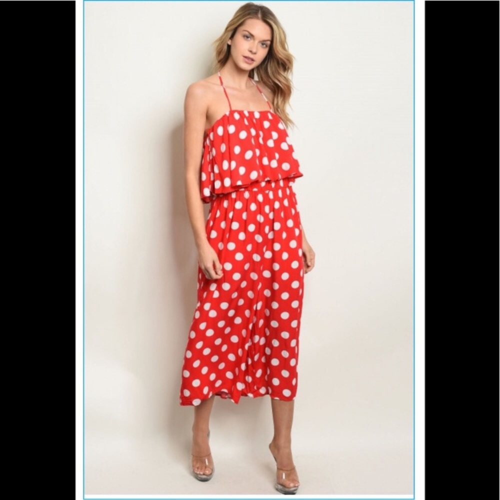 4/$20 SALE🌺Red polka dot jumpsuit